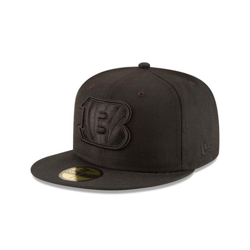 NFL Cincinnati Bengals Black On Black 59Fifty Fitted (TXO6597) - Black New Era Caps